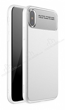 Baseus Slim Lotus iPhone X / XS Silikon Kenarl Beyaz Rubber Klf
