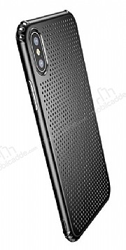 Baseus Small Hole iPhone X / XS Silikon Kenarl Siyah Rubber Klf