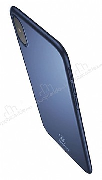 Baseus Thin iPhone X / XS Tam Kenar Lacivert Rubber Klf
