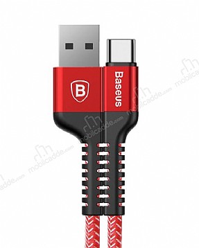 Baseus USB Type-C Krlmayan Dayankl Krmz Data Kablosu 1m