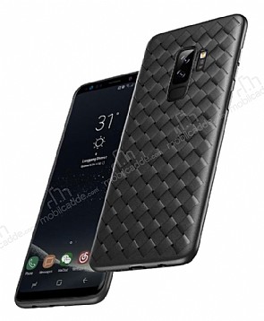 Baseus Weaving Samsung Galaxy S9 Plus Hasr Desenli Siyah Silikon Klf