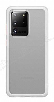 Benks Samsung Galaxy S20 Ultra Smooth Drop Beyaz Silikon Klf