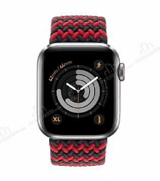 Buff Apple Watch Black-Red Braided rg Kordon 45mm Extra Large