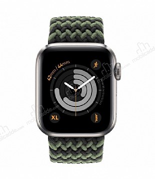 Buff Apple Watch Black-Green Braided rg Kordon 45mm Extra Large