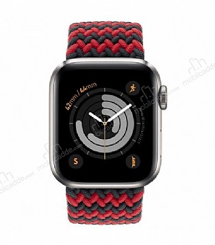 Buff Apple Watch Black-Red Braided rg Kordon 45mm Small
