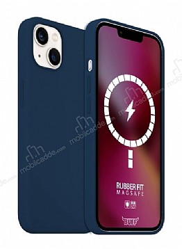 Buff Rubber Fit iPhone 13 MagSafe zellikli Navy Blue Silikon Klf