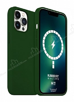 Buff Rubber Fit iPhone 13 Pro MagSafe zellikli Dark Green Silikon Klf