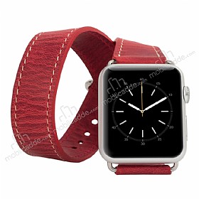 Bouletta Apple Watch ift Tur Antique Red Gerek Deri Kordon (42 mm)