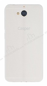 Casper Via A1 Deri Desenli Ultra nce effaf Beyaz Silikon Klf