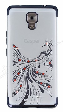 Casper Via A1 Plus Siyah Peacock Tal effaf Silikon Klf