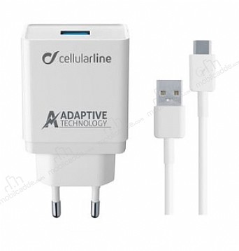 Cellularline Type-C Seyahat arj 15W (Kablo+Adaptr)