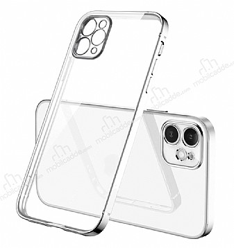 Coblue iPhone 12 Pro 6.1 in Kamera Korumal Silver Silikon Klf