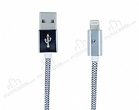 Eiroo Lightning USB Dayankl Halat Silver Data Kablosu 1,50m