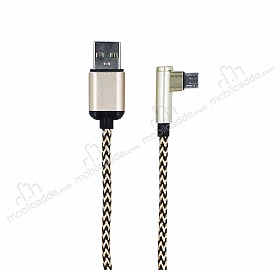 Eiroo Micro USB Dayankl Halat Gold Data Kablosu 1m