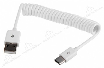 Eiroo Beyaz Spiral USB Type-C Data Kablosu 1m