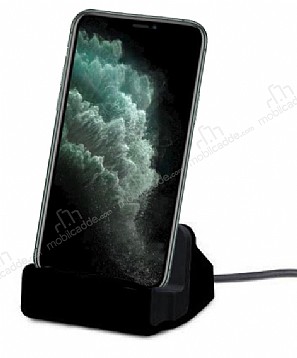 Eiroo iPhone 11 Pro Lightning Masast Dock Siyah arj Aleti