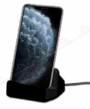 Eiroo iPhone 11 Pro Max Lightning Masast Dock Siyah arj Aleti