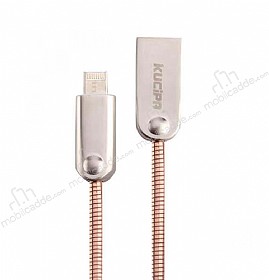 Eiroo Kucipa Lightning & Micro USB Rose Gold Metal Data Kablosu 1m