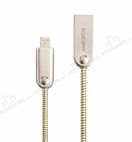 Cortrea Kucipa Lightning & Micro USB Gold Metal Data Kablosu 1m