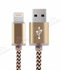 Cortrea Lightning USB Dayankl Halat Ksa Gold Data Kablosu 22cm