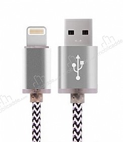 Cortrea Lightning USB Dayankl Halat Ksa Silver Data Kablosu 22cm