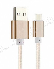 Eiroo Micro USB Dayankl Gold Halat arj Kablosu 1,50m