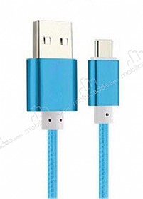 Eiroo Micro USB Dayankl Mavi Halat arj Kablosu 1,50m