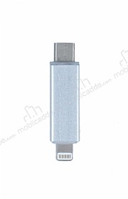Cortrea Micro USB Giriini USB Type-C ve Lightning Giriine Dntrc Adaptr