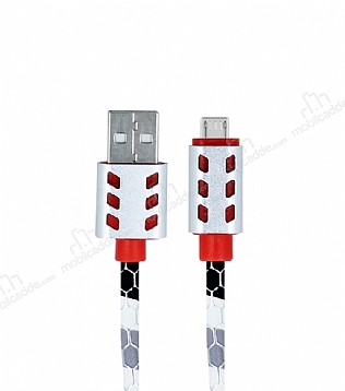 Eiroo Micro USB Ylan Derisi Desenli Silver Ikl Data Kablosu 1m