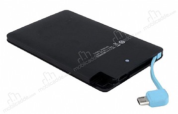 Cortrea Slim 3000 mAh Micro USB Dahili Kablolu Powerbank Siyah Yedek Batarya