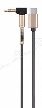 Eiroo Type-C Siyah Aux Kablo 1m