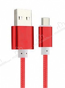 Eiroo USB Type-C Dayankl Krmz Halat arj Kablosu 1,50m