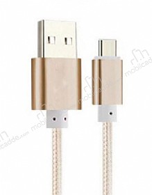 Eiroo USB Type-C Dayankl Gold Halat arj Kablosu 1,50m