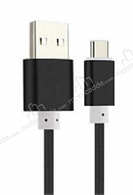 Eiroo USB Type-C Dayankl Siyah Halat arj Kablosu 1,50m