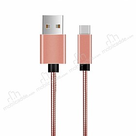 Eiroo USB Type-C Rose Gold Metal Data Kablosu 1m