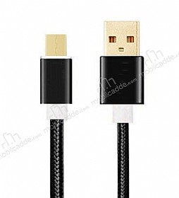 Eiroo USB Type-C Ksa Dayanakl Siyah Data Kablosu 25cm