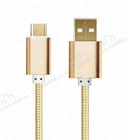 Eiroo USB Type-C Ksa Dayanakl Gold Data Kablosu 25cm