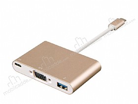 Eiroo USB Type-C VGA ve USB Dntrc Adaptr