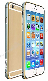 COTEetCI iPhone 6 / 6S Gold izgili Metal Round Bumper Dark Silver Klf