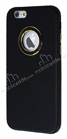 COTEetCI iPhone 6 Plus / 6S Plus Metal Kenarl Siyah Deri Klf