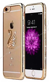 Dafoni Crystal Dream iPhone 6 Plus / 6S Plus Tal Kuu Gold Kenarl Silikon Klf