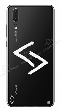 ukur Lisansl Huawei P20 Beyaz Kara Kuzular Logo Klf