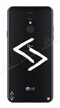 ukur Lisansl LG Q7 Plus Beyaz Kara Kuzular Logo Klf