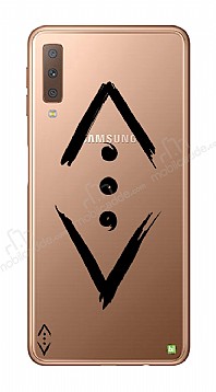 ukur Lisansl Samsung Galaxy A7 2018 Siyah ukur Logo Klf