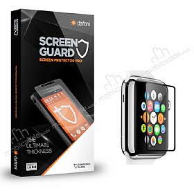 Dafoni Apple Watch Tempered Glass Premium Siyah Full Cam Ekran Koruyucu (42 mm)