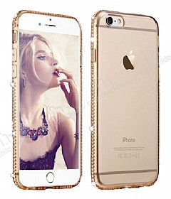 Dafoni Crystal Dream iPhone 6 / 6S Tal Gold Silikon Klf