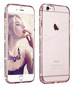 Dafoni Crystal Dream iPhone 6 Plus / 6S Plus Tal Pembe Silikon Klf