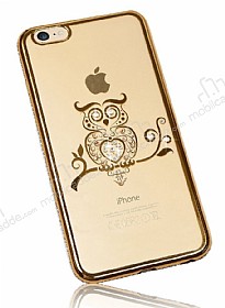 Dafoni Crystal Dream iPhone 7 / 8 Tal Bayku Gold Kenarl Silikon Klf