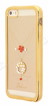 Dafoni Crystal Dream iPhone SE / 5 / 5S Tal Ring effaf Silikon Klf