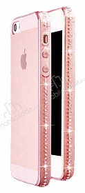 Dafoni Crystal Dream iPhone SE / 5 / 5S Tal Pembe Silikon Klf